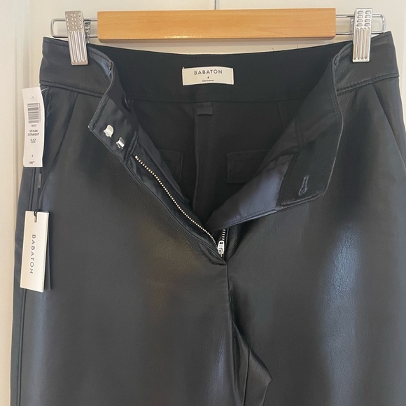 Babaton Vegan Straight Leather Pants (size 4) - Picture 4 of 11